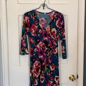 Pinkblush Teal Floral Sash Tie Maxi Dress